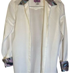 Vintage White Blouse with Patterned Collar